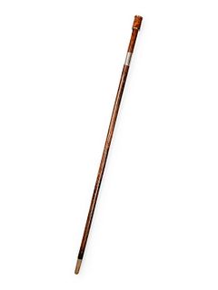 A Victorian Silver-Mounted Partridge Wood Smoker's 'System' Walking Stick