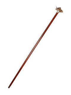 A Brass Mounted Simulated Snakewood Orienteer's 'System' Walking Stick