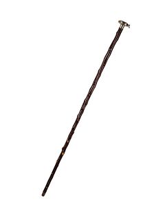 A Railroad Pocket Watch-Inset Blackthorn Walking Stick