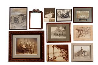 A Collection of Antique and Vintage Photos and a Primitive Chalk Board Frame
