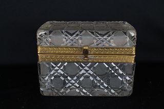 Antique Cut Glass/Gilt Bronze Jewelry Box