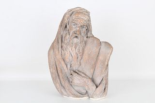 Judaica 20th C. Terracotta Sculpture of Moses