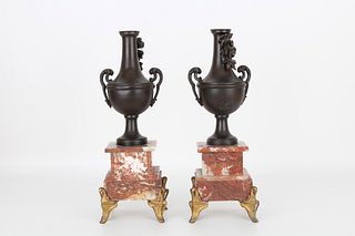 (2) Footed French Mixed Metal Garnitures