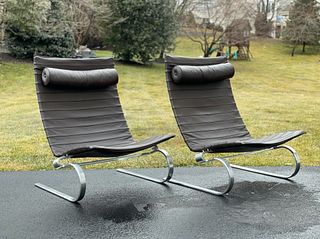 Fritz Hansen Poul Kjaerholm Leather Lounge Chairs