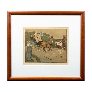 CECIL CHARLES WINDSOR ALDIN "Going Well" Firmada Cecil A. Loin Litografía coloreada Enmarcada 51 x 67 cm