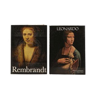 LIBROS SOBRE ARTISTAS DEL BARROCO Y RENACIMIENTO a) Constantino, María / Reid, Aileen. Leonardo. b) Rembrandt Paintings. Pzs: 2.