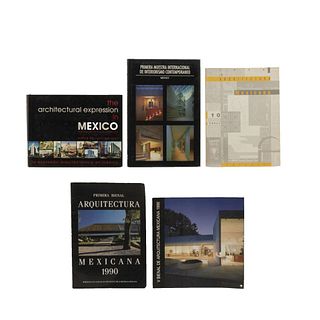 LIBROS SOBRE BIENAL DE ARQUITECTURA, INTERIORISMO Y FOTOGRAFÍA ARQUITECTÓNICA. a) Primera Bienal Arquitectura Mexicana 1990. Pzs: 5.