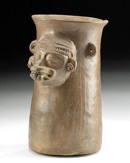Zapotec Pottery Kero with Face of Wind God - Ehecatl