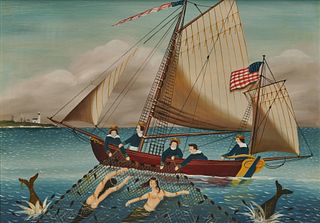 RALPH EUGENE CAHOON, JR., American 1910-1982, Netting Mermaids