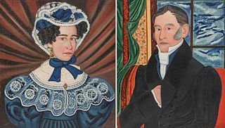 AMERICAN SCHOOL, Philadelphia, 1825-1830, Pair of Portraits: A Lady and A Gentleman