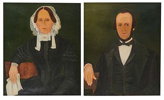 Manner of JOHN JAMES TRUMBULL ARNOLD, American 1812-1865, Pair of Portraits: A Lady and A Gentleman