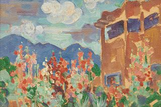 WILLIAM PENHALLOW HENDERSON, American 1877-1943, Los Gallos (Mable Dodge Luhan House), 1922