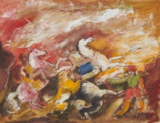 CHARLES GEORGE DUFRESNE, French 1876-1938, Equestrian Hunt Scene