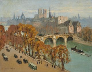 LUCIEN de MALEVILLE, French 1881-1964, View of the Seine