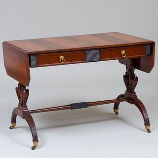 Regency Style Inlaid Rosewood and Mahogany Sofa Table, of Recent Manufacture