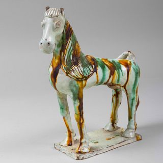 Chinese Style Splatter Glazed Pottery Horse