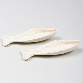 Pair of Creamware Fish Form Molds
