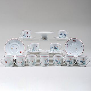 Set of Chantilly Demitasse Cups and Saucers with a Small Compote