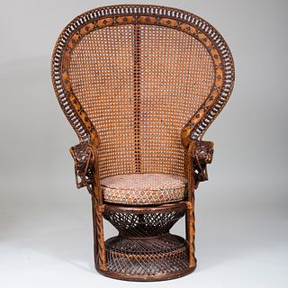 Bamboo, Wicker and Caned Fan Chair