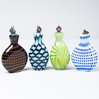 Group of Four Bavarian Internally Decorated Glass Snuff Bottles