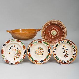 Group of Redware Dishes, Probably Mexican