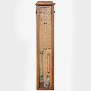Edwardian Oak Barometer, Alfred Davis Sole Manufacturer, London
