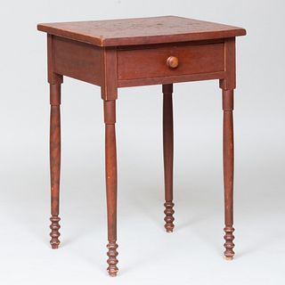 Late Federal Red Painted Side Table