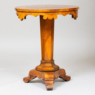 Continental Burl Elm and Oak Inlaid Center Table, Possibly English