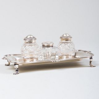 Assembled Edward VII and Victorian Silver and Cut Glass Inkstand