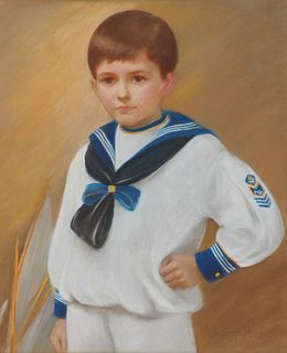 LAURA COOMBS HILLS, American 1859-1952, Young Boy in a Sailor Suit
