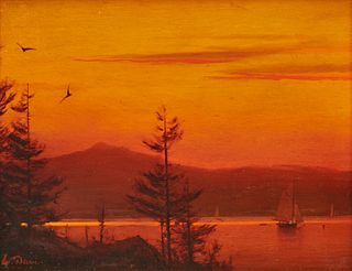 WILLIAM R. DAVIS, American b. 1952, Mountain Lake Sunset