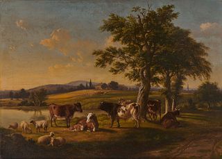 THOMAS HEWES HINCKLEY, American 1813-1896, Pastoral Scene, 1851