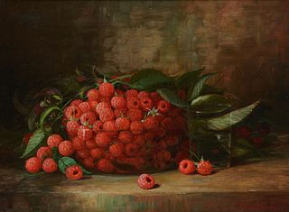 RICHARD LaBARRE GOODWIN, American 1840-1910, Still Life with Raspberries in a Bowl