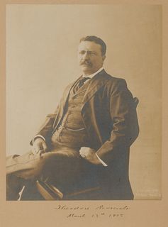 Hand-Signed Three Quarters Photograph of President Theodore Roosevelt, 1905
