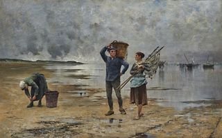AUGUST VILHELM NIKOLAUS HAGBORG, Swedish 1852-1921, Fisherfolk