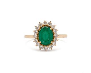 LUX BOND & GREEN 14K Gold, Emerald, and Diamond Ring