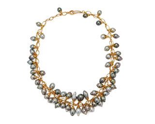 TAMARA COMOLLI 18K Gold, Tahitian Pearl, and Diamond "Grapes" Necklace