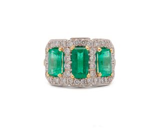 LUX BOND & GREEN 18K Gold, Emerald, and Diamond Ring