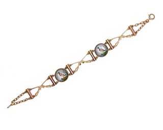 14K Gold and Reverse Painted Crystal Bracelet