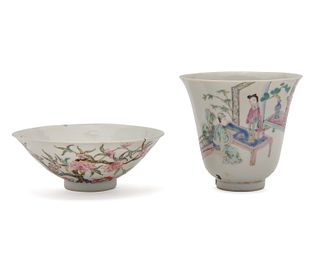 A Chinese Porcelain Tea Cup and a Shallow Bowl