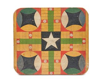 Paint-Decorated Parcheesi Game Board