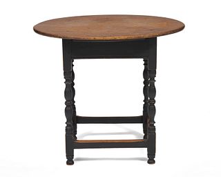 Maple and Black Painted Maple Oval Tavern Table, 18th century