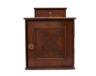 English Carved Walnut Spice Cabinet, 18th century
