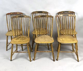 Set Six American Federal Painted Windsor Chairs