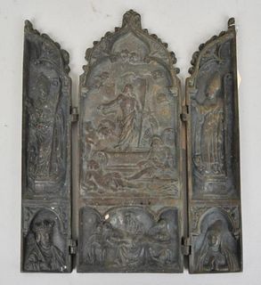 Triptych Bronze Gothic Design Traveling Icon