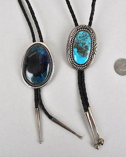 Two Native American SS/Stone Bolo Ties