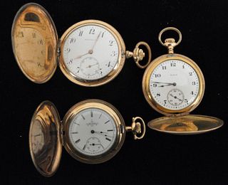Three Vintage Mens' Gold Plated Pocket Watches