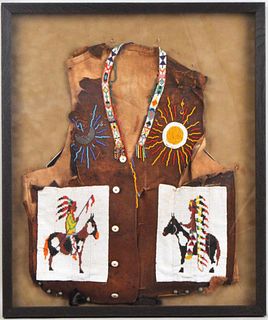 Native American Loom Beaded Hide Vest