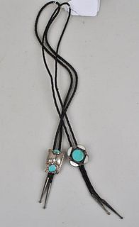 Two Signed Sterling Native American Bolo Ties
