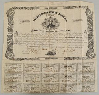 $100 Confederate States of America Civil War Bond